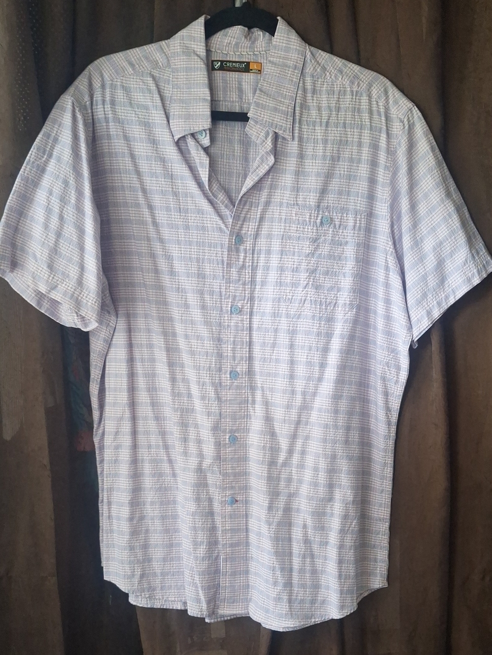 Daniel Cremieux Light Blue and Lavender Plaid Short-Sleeve Button-Down Shirt